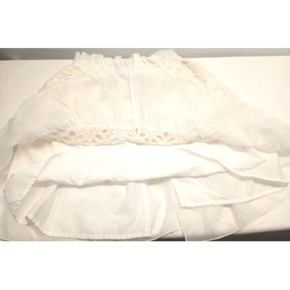 Vintage Hostess Apron Overskirt Fancy White double layer embroidery lace overlay - Picture 8 of 12